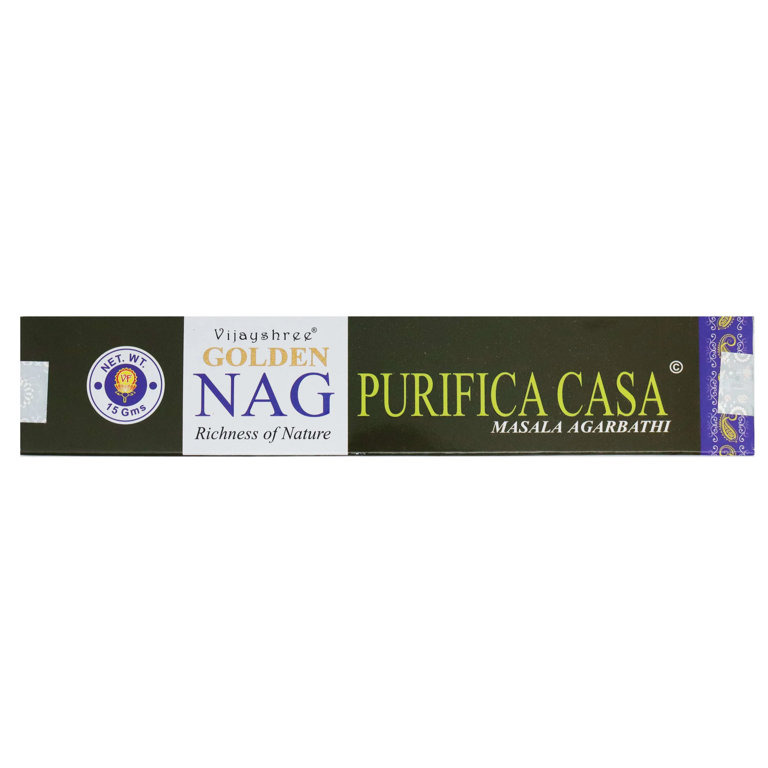 Purificazione della Casa - Bastoncini di Incenso - Vijayshree Golden Nag - 15g