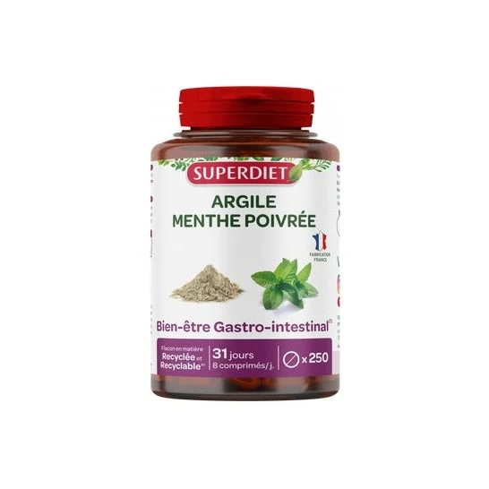 Super Diet Green Clay Montmorillonite Montmorillonite Menta piperita 250 compresse