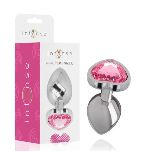 Intense Anal Plug Corazón Cristal Rosa Talla L 1ud