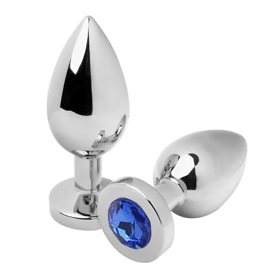 Metal Hard Anale Plug Diamond Blu Medium 7.62cm 1 Unità