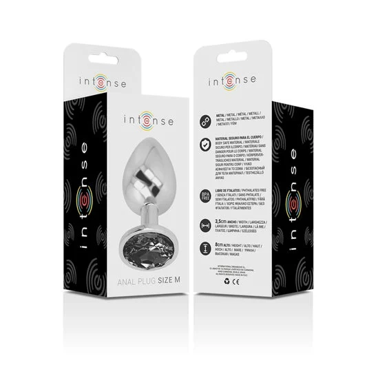 Intense Plug Anal Metal con Cristal Negro Talla M 1ud