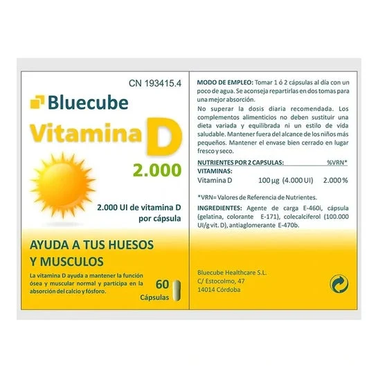 Bluecube Vitamina D 2000 Bluecube 60 Tappi