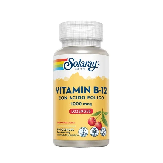 Solaray Vitamina B12 + Acido Folico 1000mg Sublinguale 90comp
