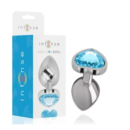 Intense Anal Plug Corazón Cristal Azul Talla L 1ud