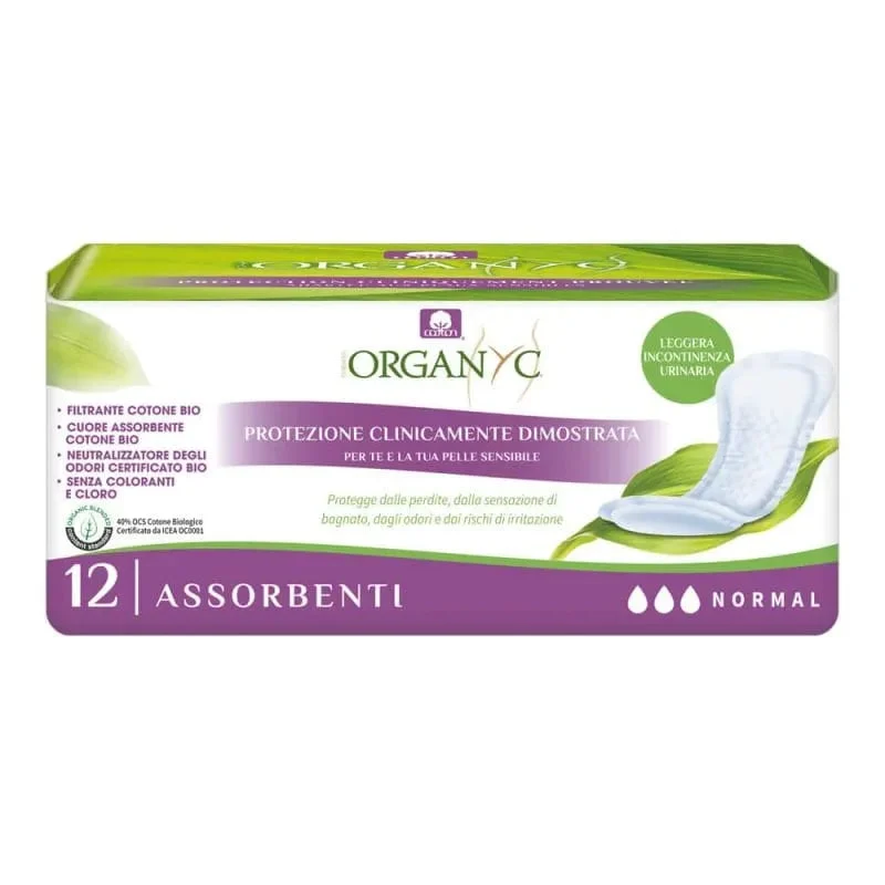 Organyc Assorbenti normali per incontinenza leggera da perdite urinarie x12