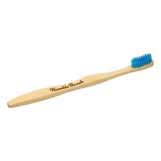 Spazzolino da denti adulto di bambù blu medio