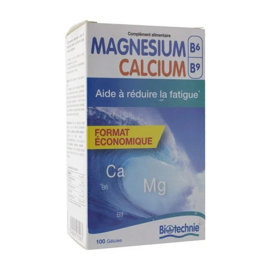 Biotechnie Magnésium Calcium B6 et B9 100caps