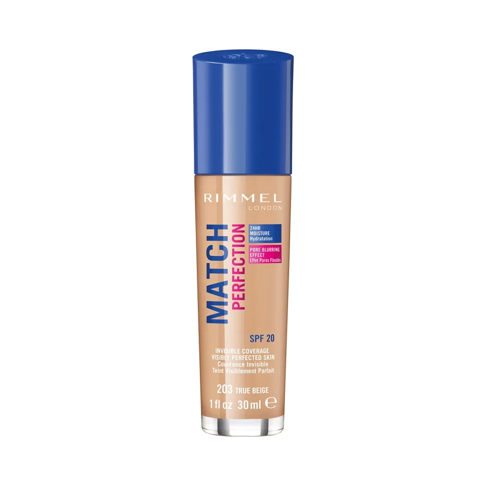 Fondotinta Rimmel London Match Perfection 24H SPF20 203 True Beige 30 ml