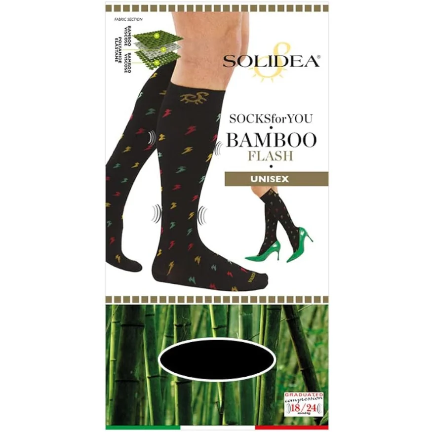 Solidea Socks For You Bamboo Flash Gambaletto 18 24 mmHg 5XXL Nero