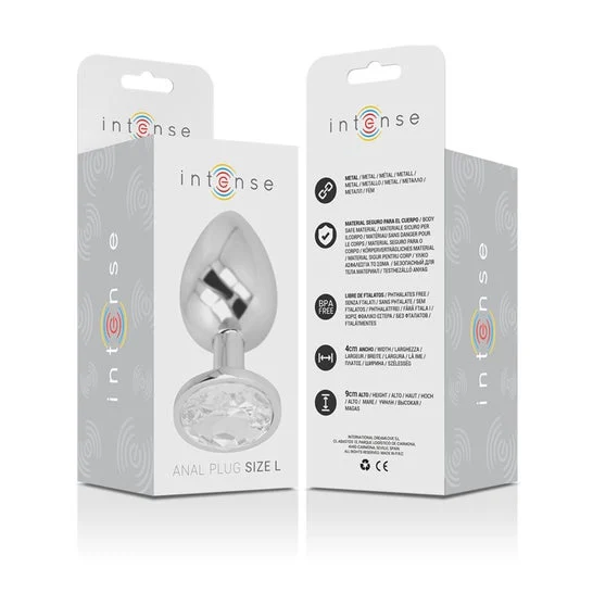 Intense Plug Anal Metal con Cristal Plata Talla L 1ud
