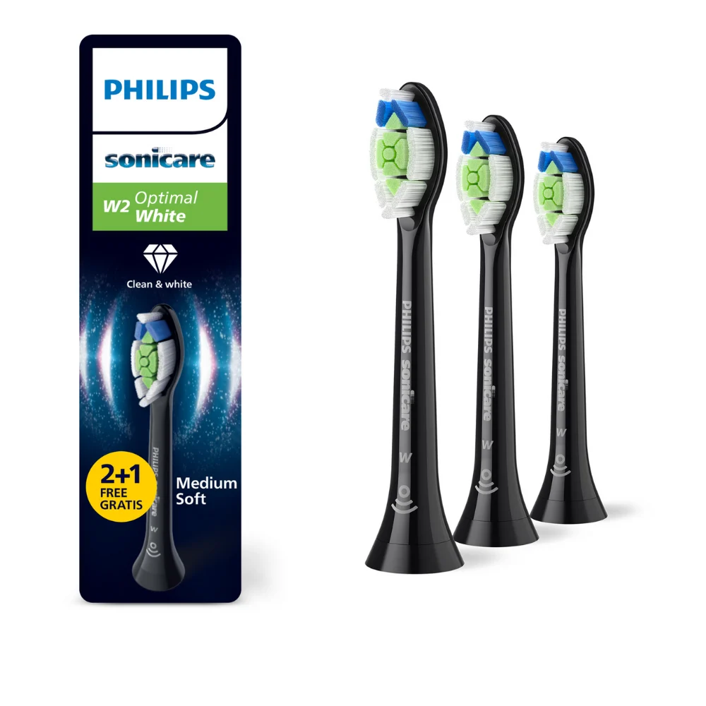Philips Sonicare Testine Spazzolino Da Denti Nero Optimal bianco W2 HX6063/88 x2+1