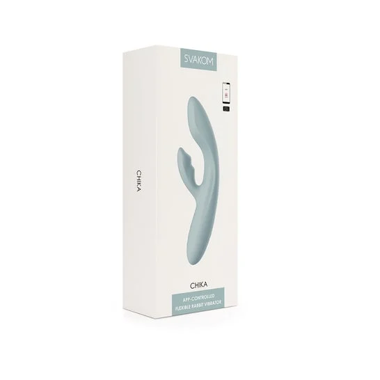 Svakom Chika App Strong Flexible Rabbit Vibrator Turquoise Grey 1ud