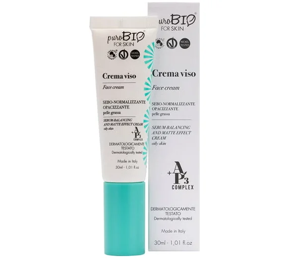 Purobio cosmetics forSKIN AP3 Complex Crema Viso Sebo-normalizzante e Opacizzante Pelle Grassa, 30 ml
