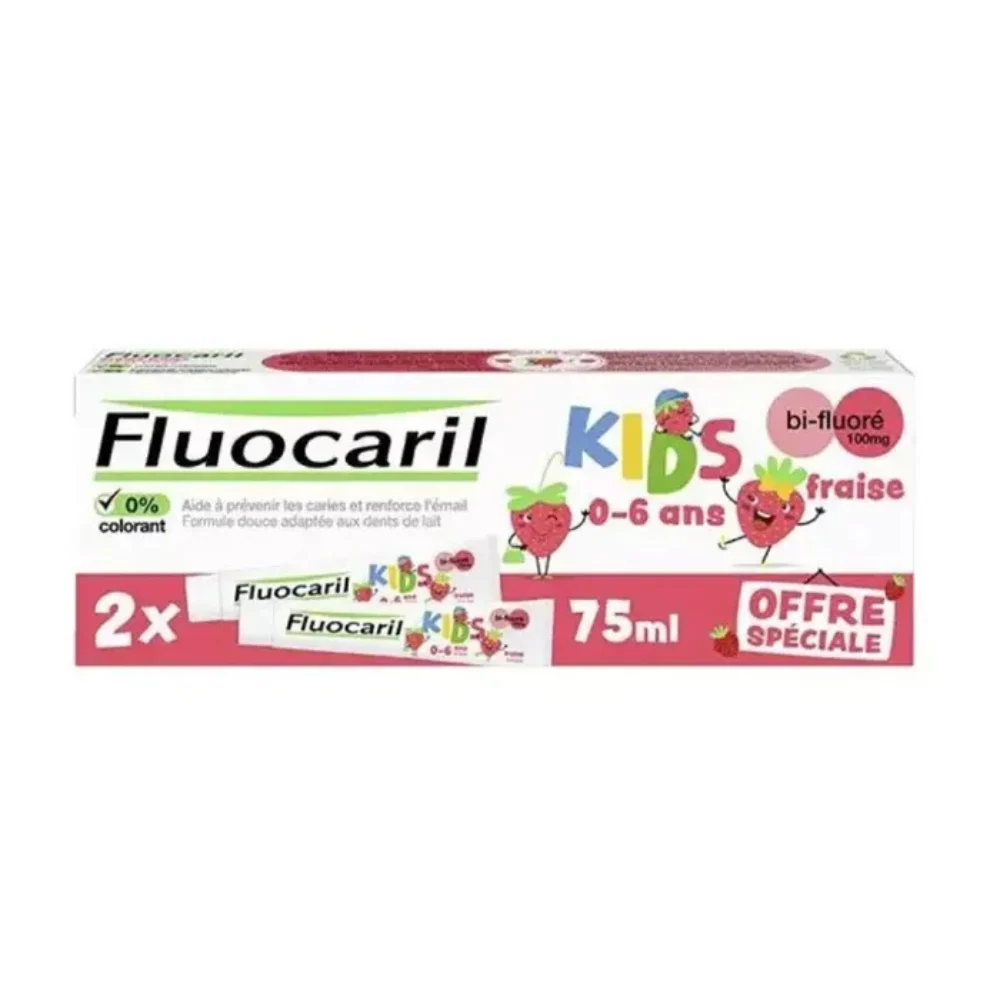 Fluocaril Dentifricio bambini Bi-Fluorato Fragola 0 - 6 Anni 2x75ml