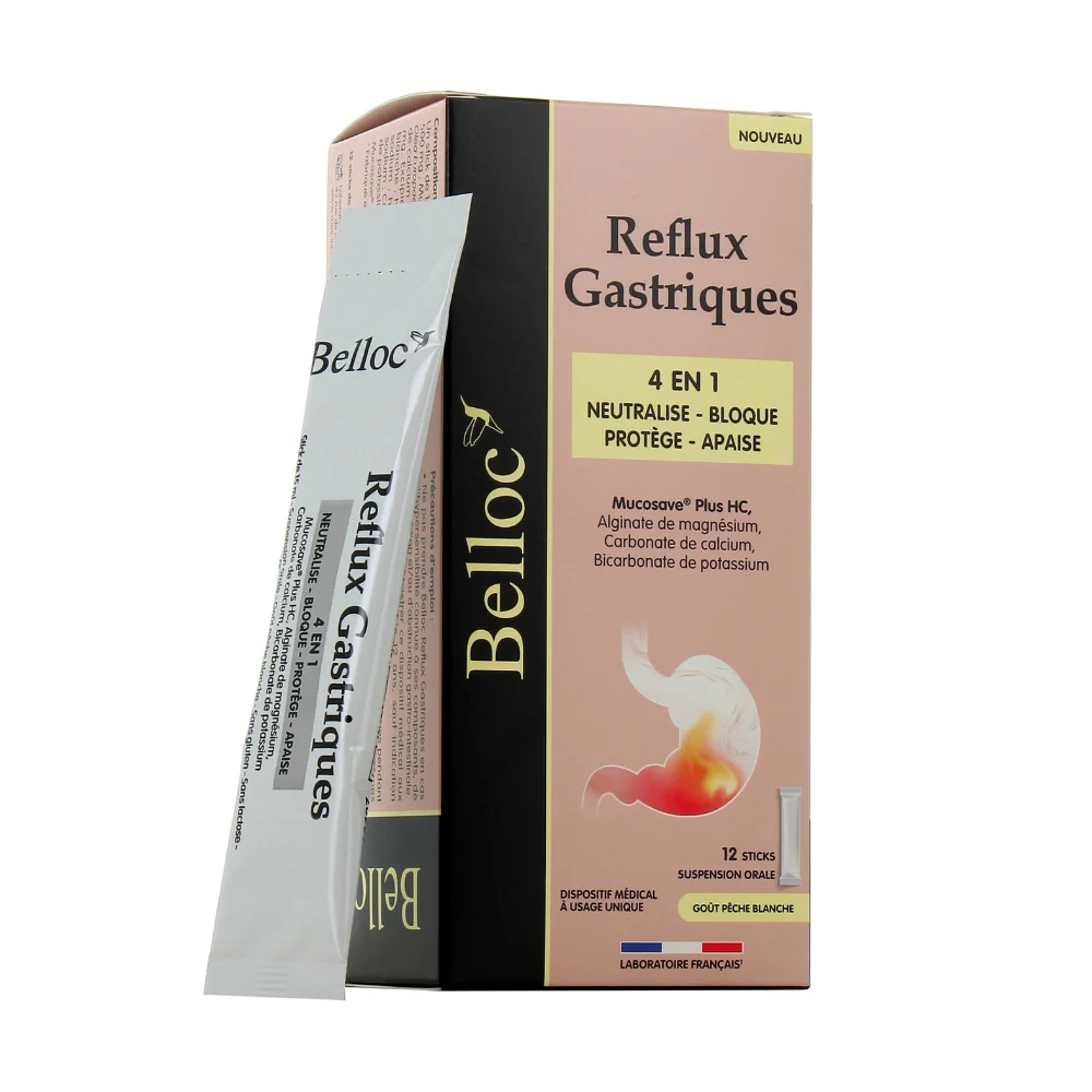 Belloc Reflusso Gastrico 4 in 1 - Neutralizza Blocco Protegge Lenisce - 12 bastoncini da 15 ml