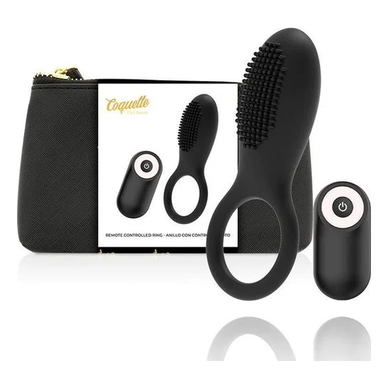 Coquette anello vibrante ricaricabile con controllo oro nero 1pc