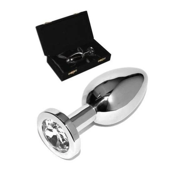 Metal Hard Anal Plug Diamond Transparente Small 5.71cm 1 Unità