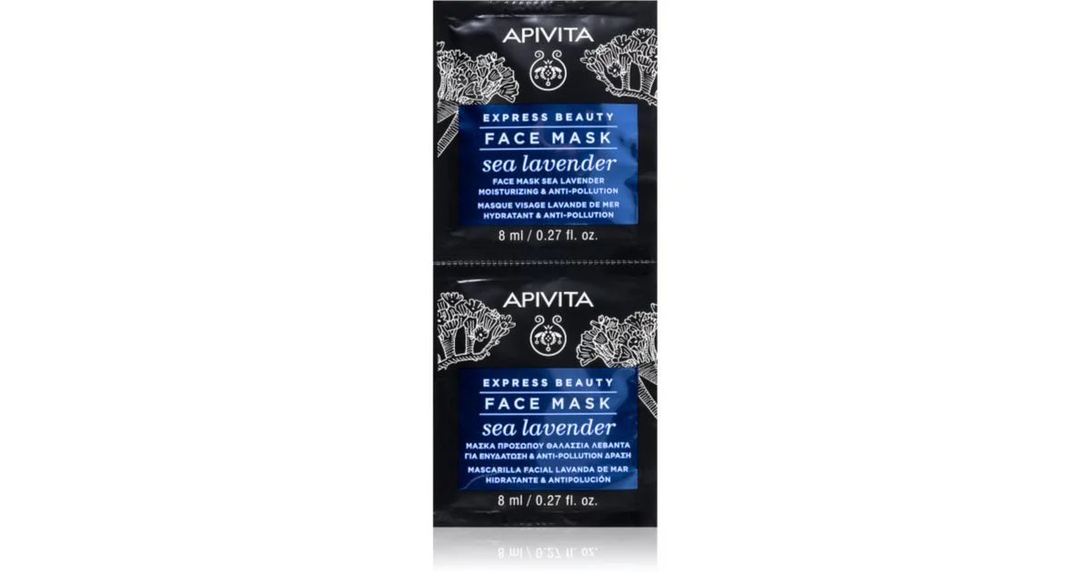Apivita Express Beauty Maschera Viso Idratante e Anti-inquinamento con Lavanda Marina 2x8ml