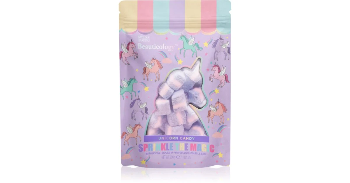 Baylis & Harding Beauticology Unicorn cubo da bagno effervescente αρώματα Unicorn Candy 200 g