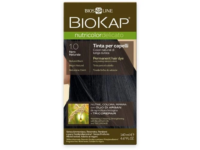 Biokap NUTRICOLOR DELICATO - Colore dei capelli - 1,00 Nero naturale 140 ml