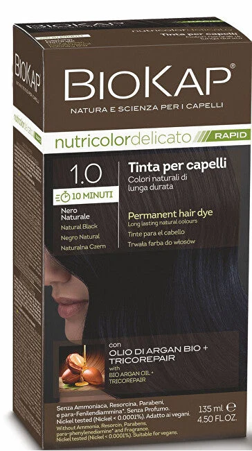 Biokap BIOKAP DELICATO RAPIDO tintura per capelli - 1.0 Nero naturale 135 ml