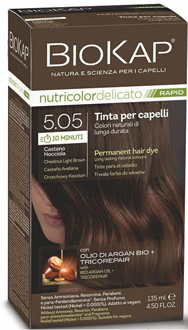 Biokap BIOKAP DELICATO RAPIDO colore per capelli - 5.05 Castagna-noce 135 ml
