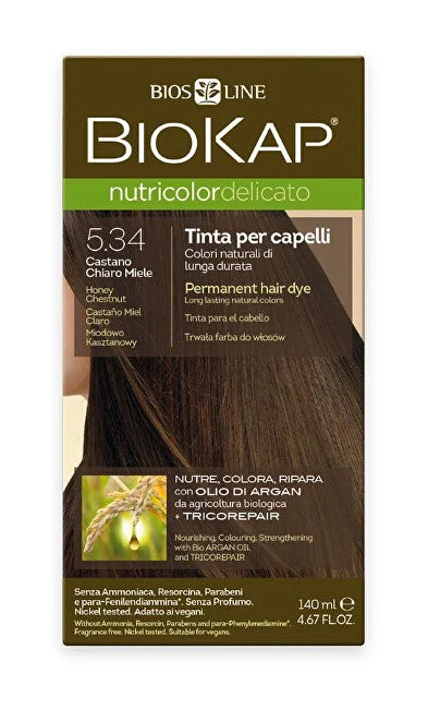 Biokap NUTRICOLOR DELICATO - Colore dei capelli - 5,34 Miele castagno 140 ml