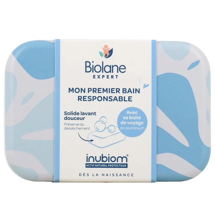 Biolane Expert - Solido Lavante Morbido BIO 75ml + Scatola da Viaggio in Alluminio