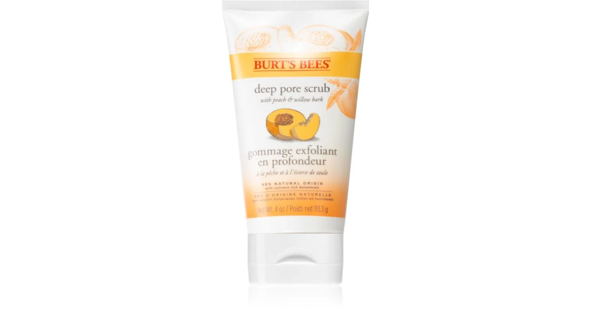 Burt’s Bees Peach & Willow Bark scrub di pulizia profonda 113,3 g