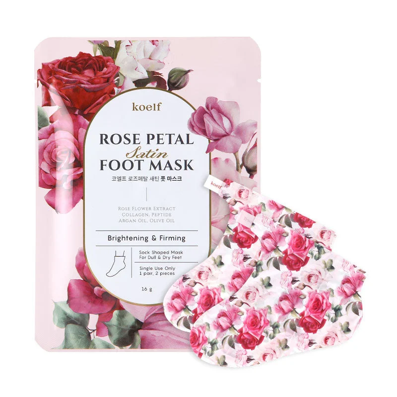 Maschera per i piedi in raso ai petali di rosa Koelf 16 g (1 paio)