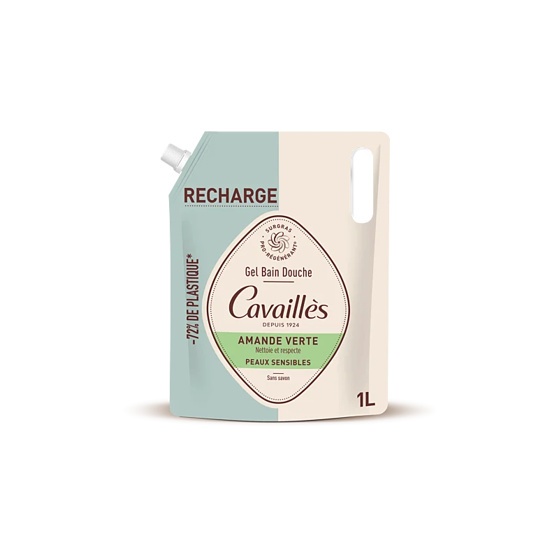 Cavaillès Eco-ricarica Gel Bagno e Doccia Mandorla Verde 1L