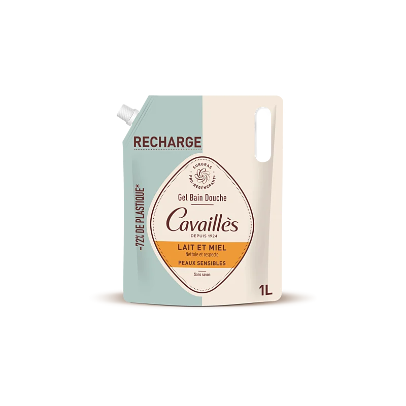 Cavaillès Eco-ricarica Gel Bagno e Doccia Latte e Miele Pelli Sensibili 1L