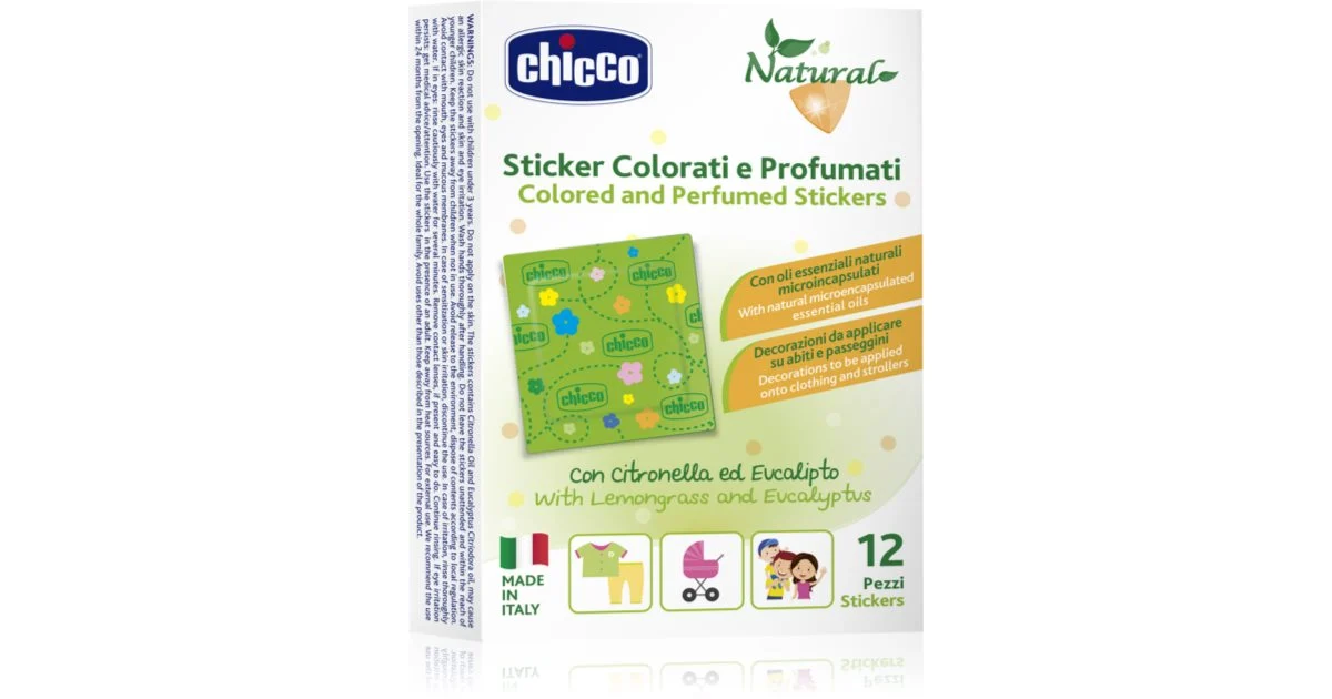 Chicco Natural Colored and Perfumed Stickers cerotti contro gli insetti 3 y+ 12 pz