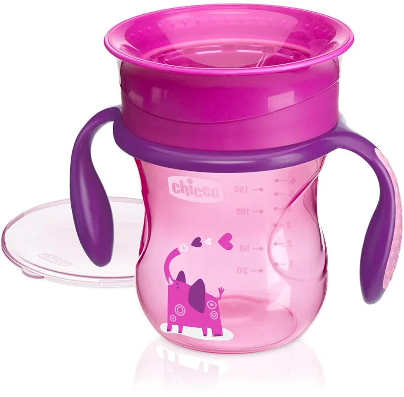 Chicco Perfect 360 bicchiere salvagoccia con maniglie 12m+ rosa 200 ml