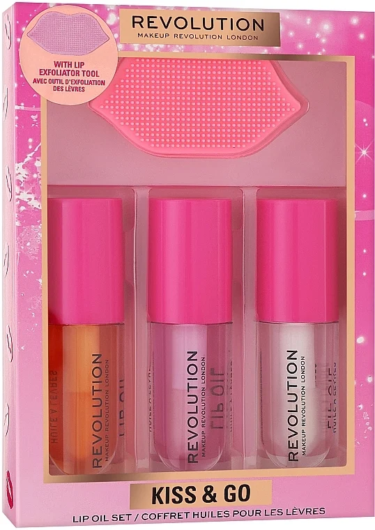 Makeup Revolution Kiss & Go Glaze Lip Care Gift (lip/gloss/3x4.5ml + acc/1pc)