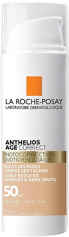 Crema solare antietà con effetto tonificante per il viso contro rughe e pigmentazione, SPF50
