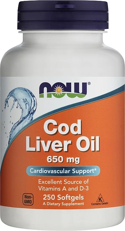 Integratore alimentare "Olio di pesce di fegato di merluzzo", capsule, 650 mg