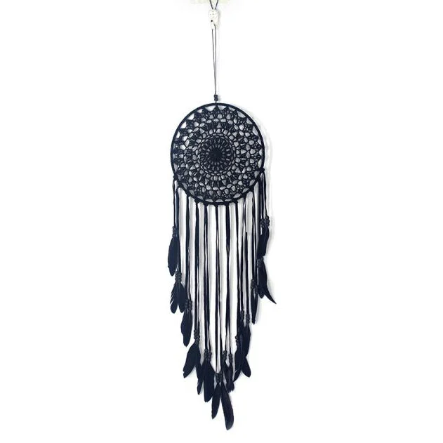 Acchiappasogni nero con piume - 70cm