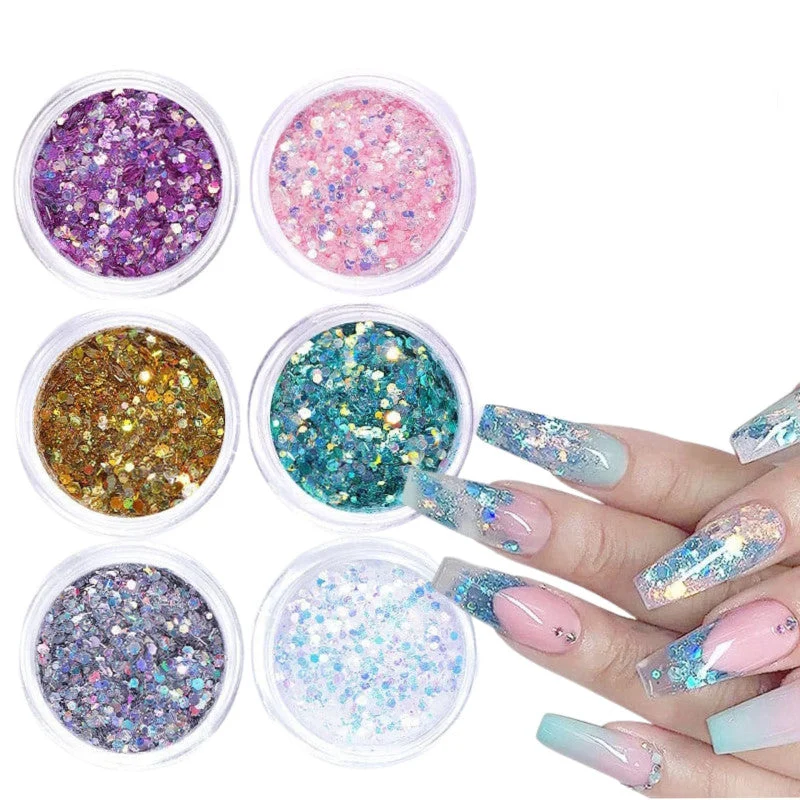 Deni Carte Diamond Dust - polvere lucida per decorare le unghie, 6 pz.