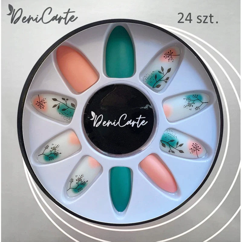Deni Carte Tipsy Art - unghie artificiali con motivi decorativi, UV senza nudo e nero | Nero carne