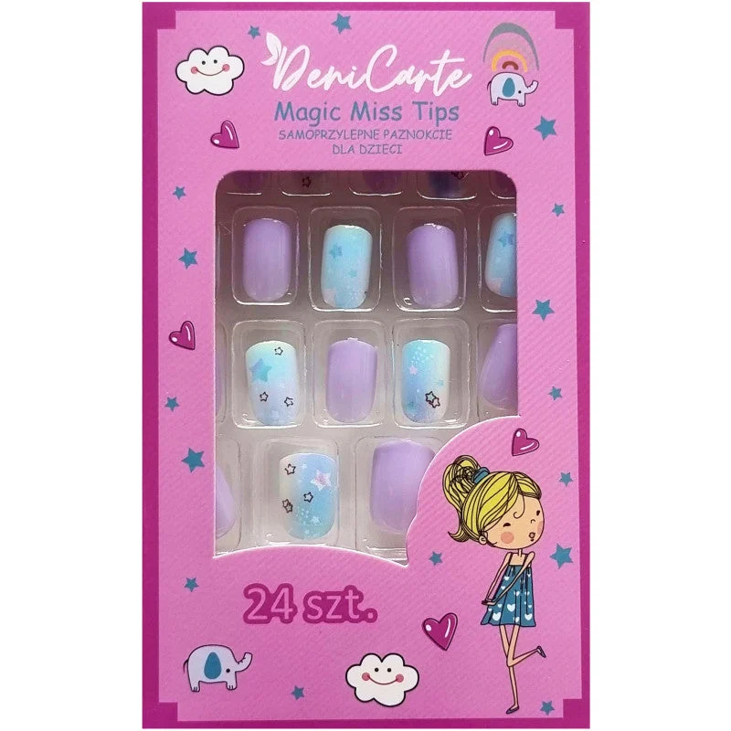 Deni Carte Tipsy Kids - punte per unghie incollate per bambini, vari modelli Cuori | Rosa e nero