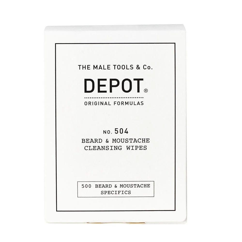 Set, Depot, 500 specifiche per barba e baffi n. 504, salviette detergenti per barba e baffi, 12 pezzi