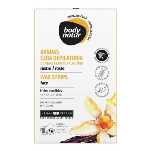 Fasce di cera depilatoria Body Natur per pelli sensibili del viso 12 U