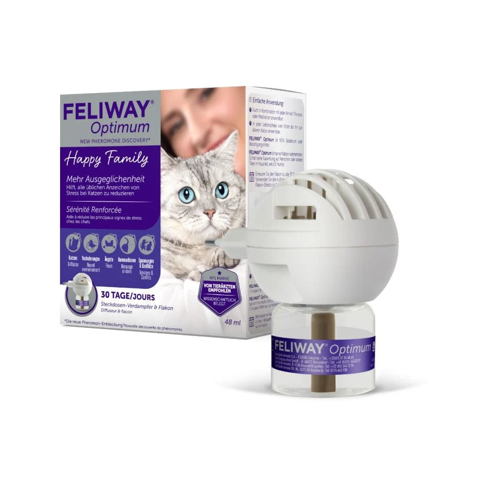 Feliway Optimum Diffusore Elettrico Serenità Rinforzata Gatto + Ricarica Da 48ml
