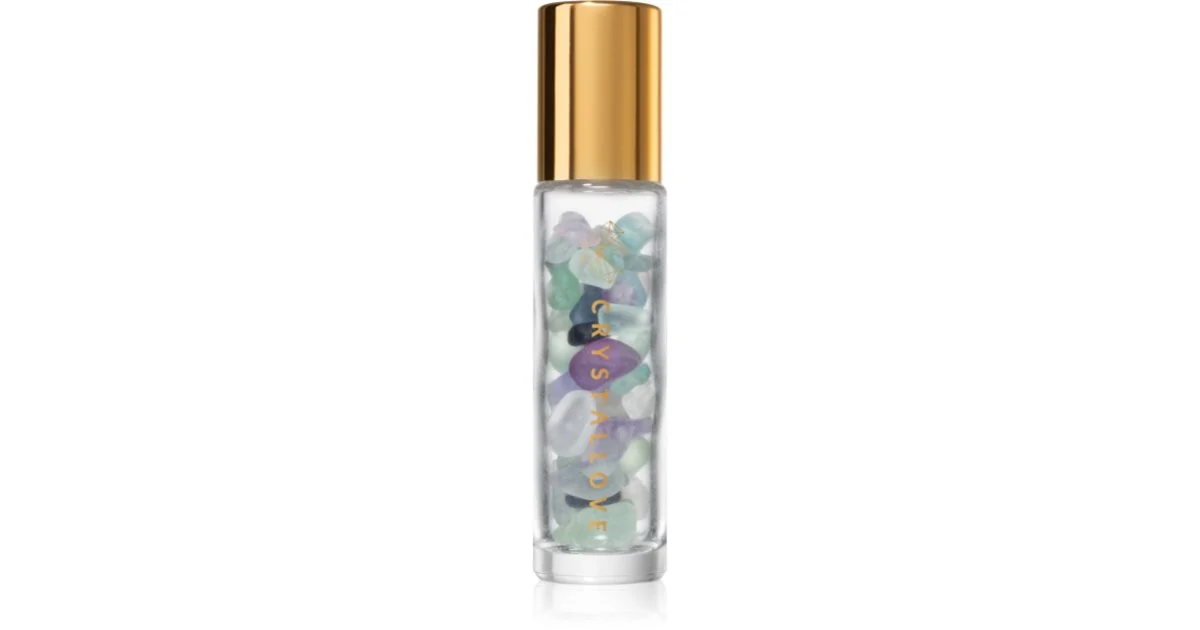 Crystallove Fluorite Rainbow Oil Bottle Roll-on con cristalli ricaricabile 10 ml