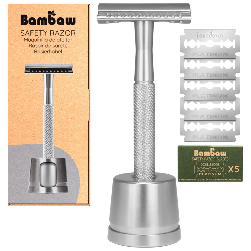 Bambaw Rasoio di Sicurezza con Supporto Argento
