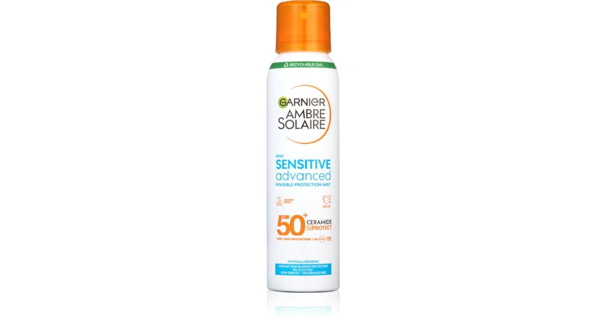 Garnier Ambre Solaire Sensitive Advanced nebbia viso SPF 50+ (pelle sensibile alla luce) - 150 ml