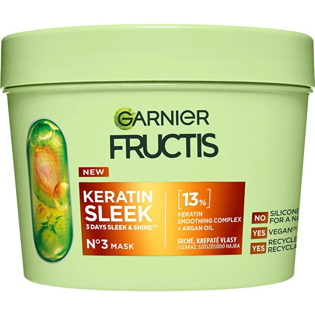 Garnier Maschera per capelli secchi e crespi Fructis Keratin Sleek 370 ml