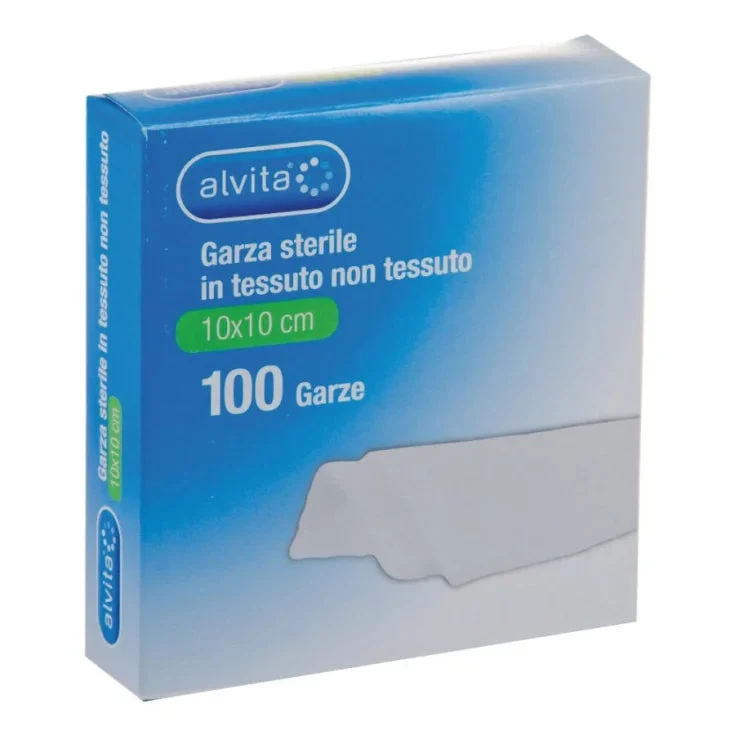 Garza Sterile In Tessuto Non Tessuto 10X10Cm Alvita 100 Pezzi