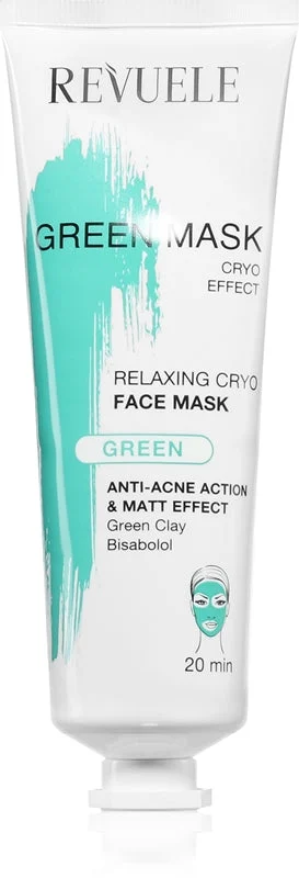 Revuele Green Mask Cryo Effect maschera detergente opacizzante contro le imperfezioni della pelle 80 ml